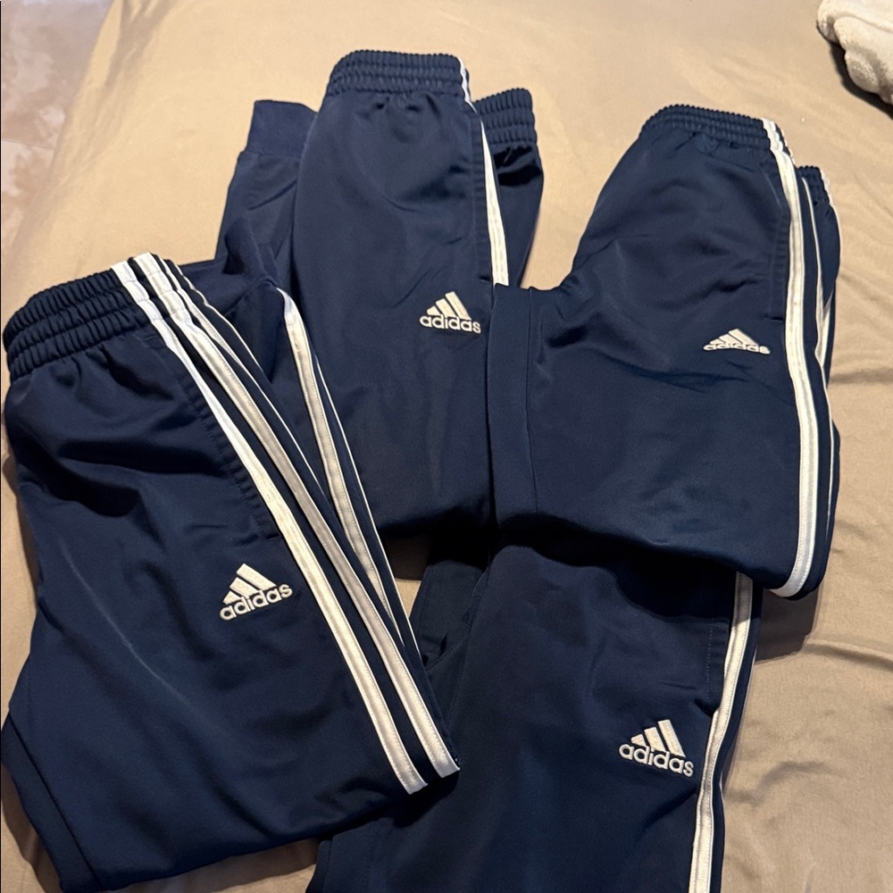 Adidas Kids Dark Blue Joggers with White Stripes